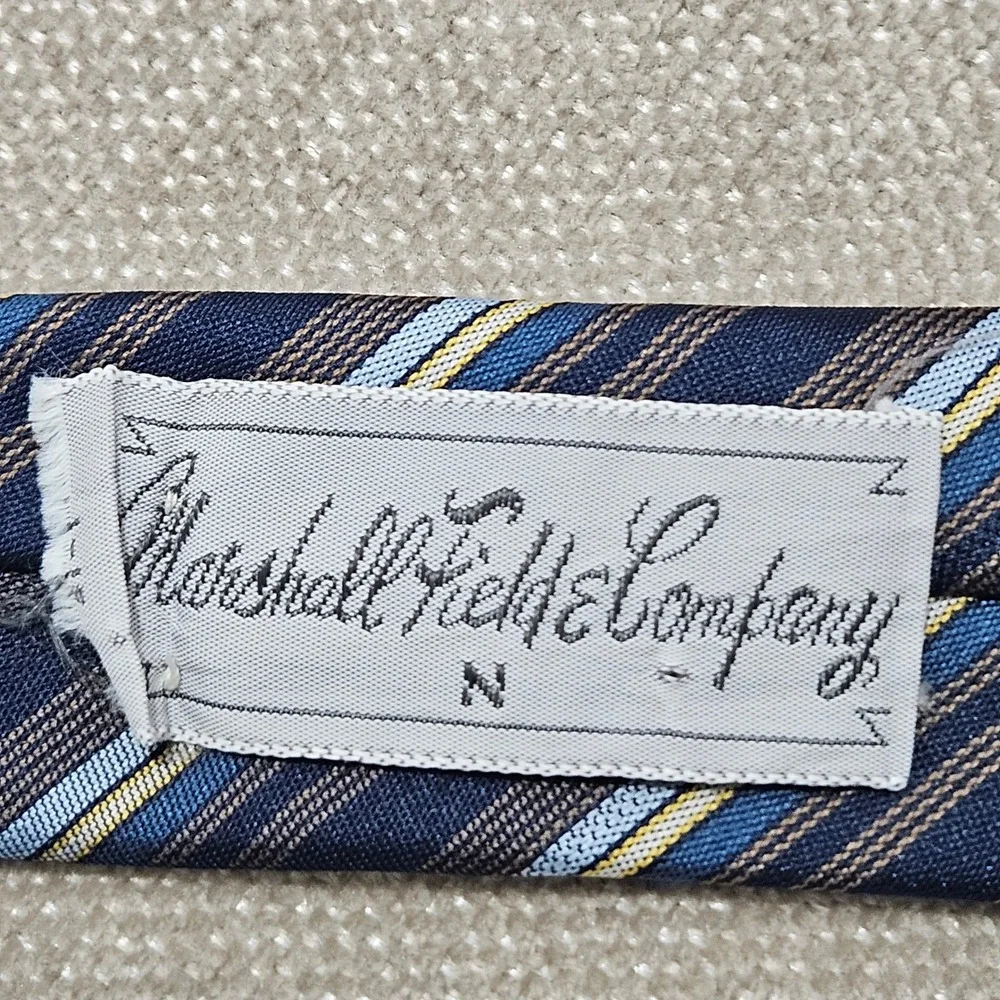Givenchy Tie Mens OS Navy Striped Gentlemen Paris Vintage Silk Feel Logo 57x3